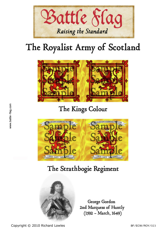 1x 25mm 28mm ECW Banner Flag Royalist Montrose‘s Dragoons Army Scotland 834 